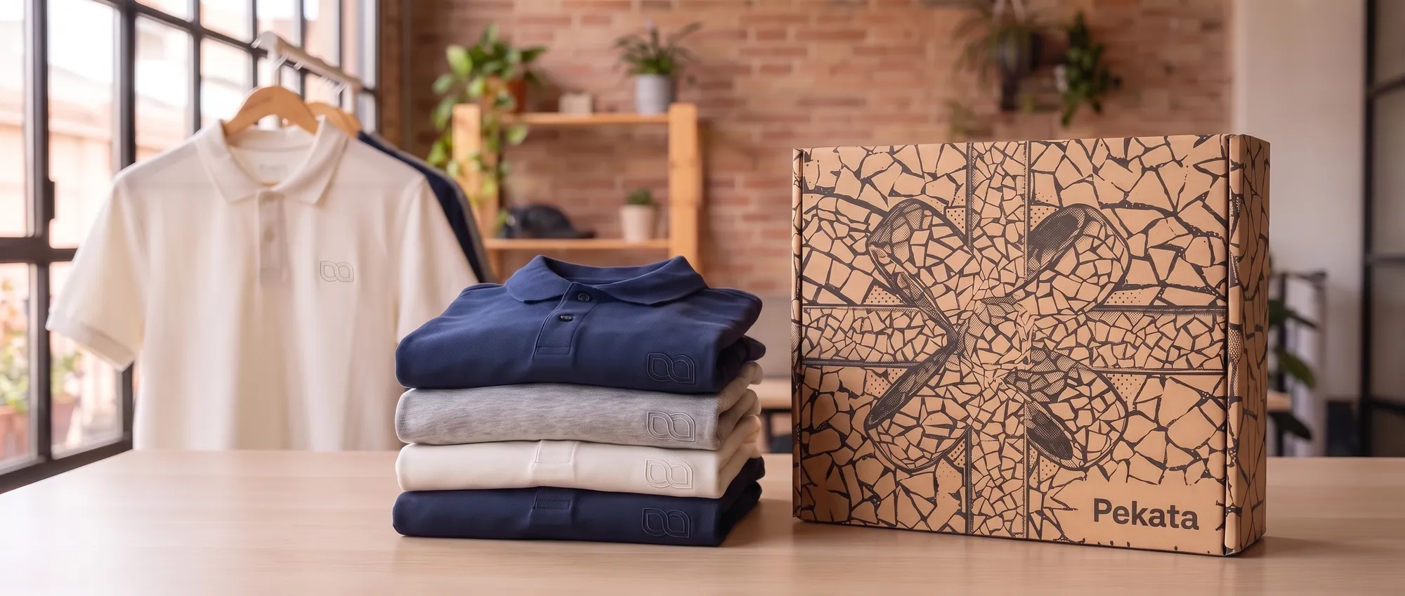 Polo piqué blau marí amb logo corporatiu brodat al pit esquerre