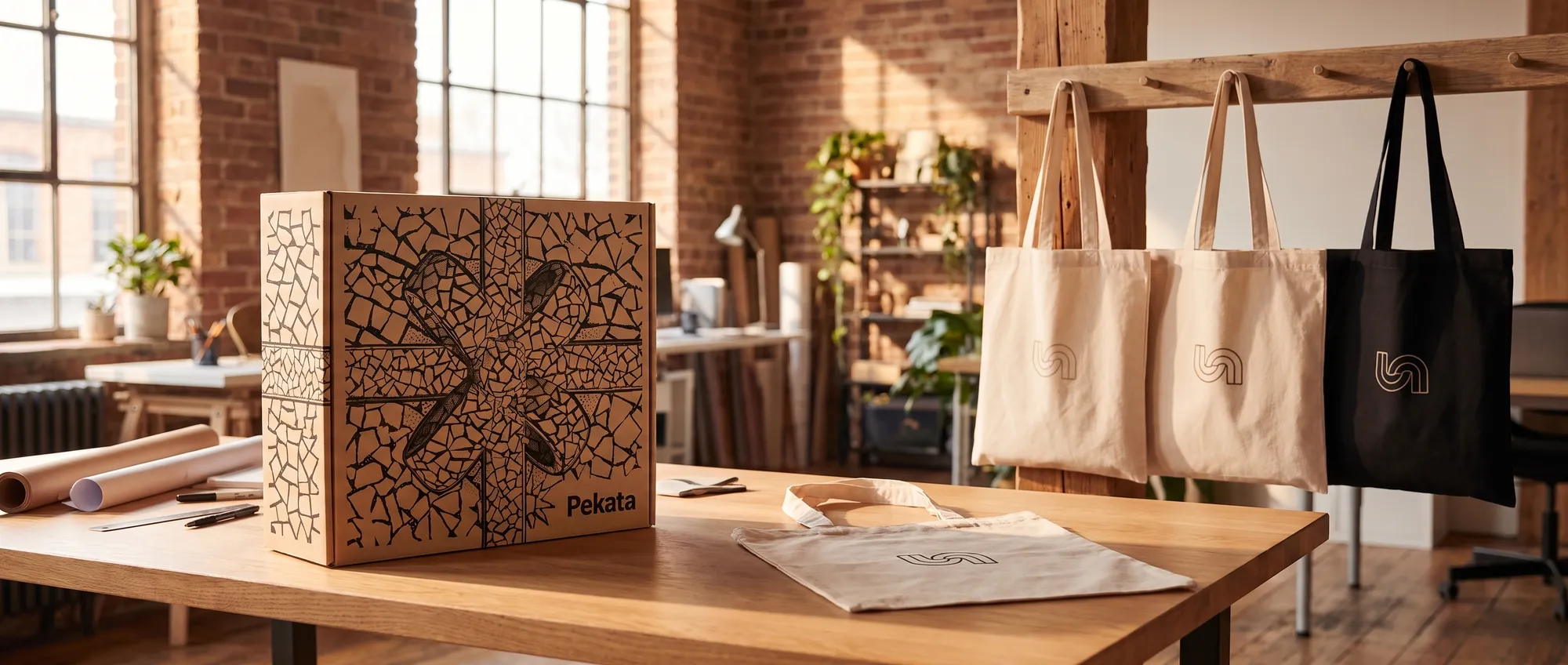 Bosses de tela personalitzades tipus tote bag amb el logo d'una empresa serigrafiat al frontal