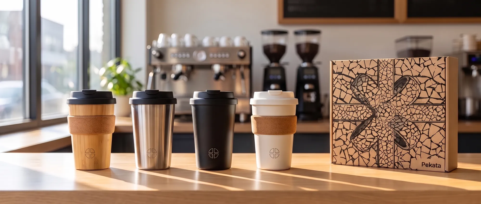 Gots reutilitzables personalitzats de cafè, d'esdeveniment i tèrmics amb el logo d'una empresa