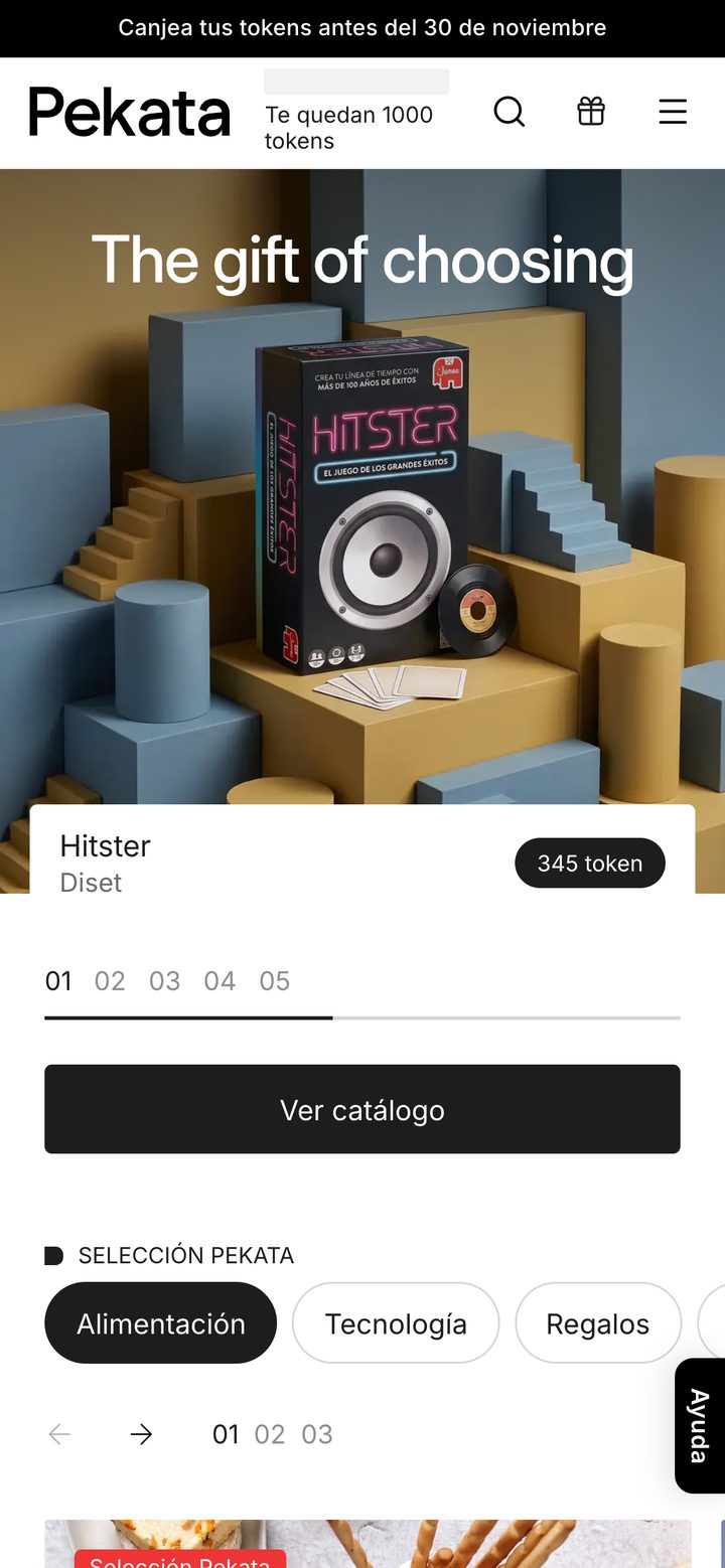 El portal de selecció al mòbil: la portada de la campanya i les categories